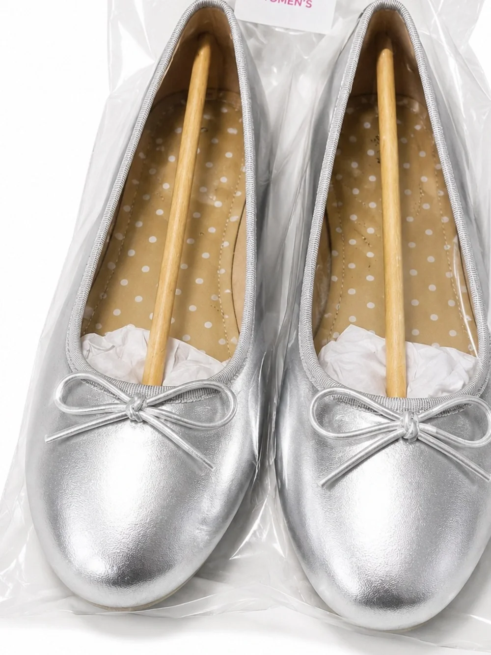 Cat & Jack Silver Girls' Bow Ballet Flats